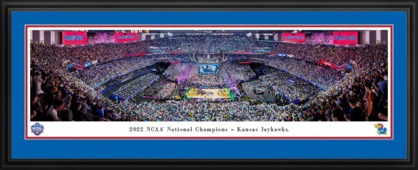 2022 NCAA Men's Basketball National Champions Panoramic Picture - Kansas Jayhawks Signed by Bill Self