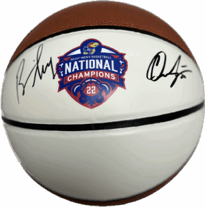 Bill Self and Ochai Agbaji Autographed Basketball