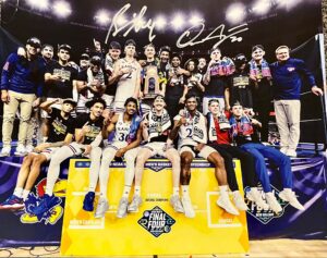 2022 National Championship 11"x14" Team Photo - Signed by Bill Self and Ochai Agbaji
