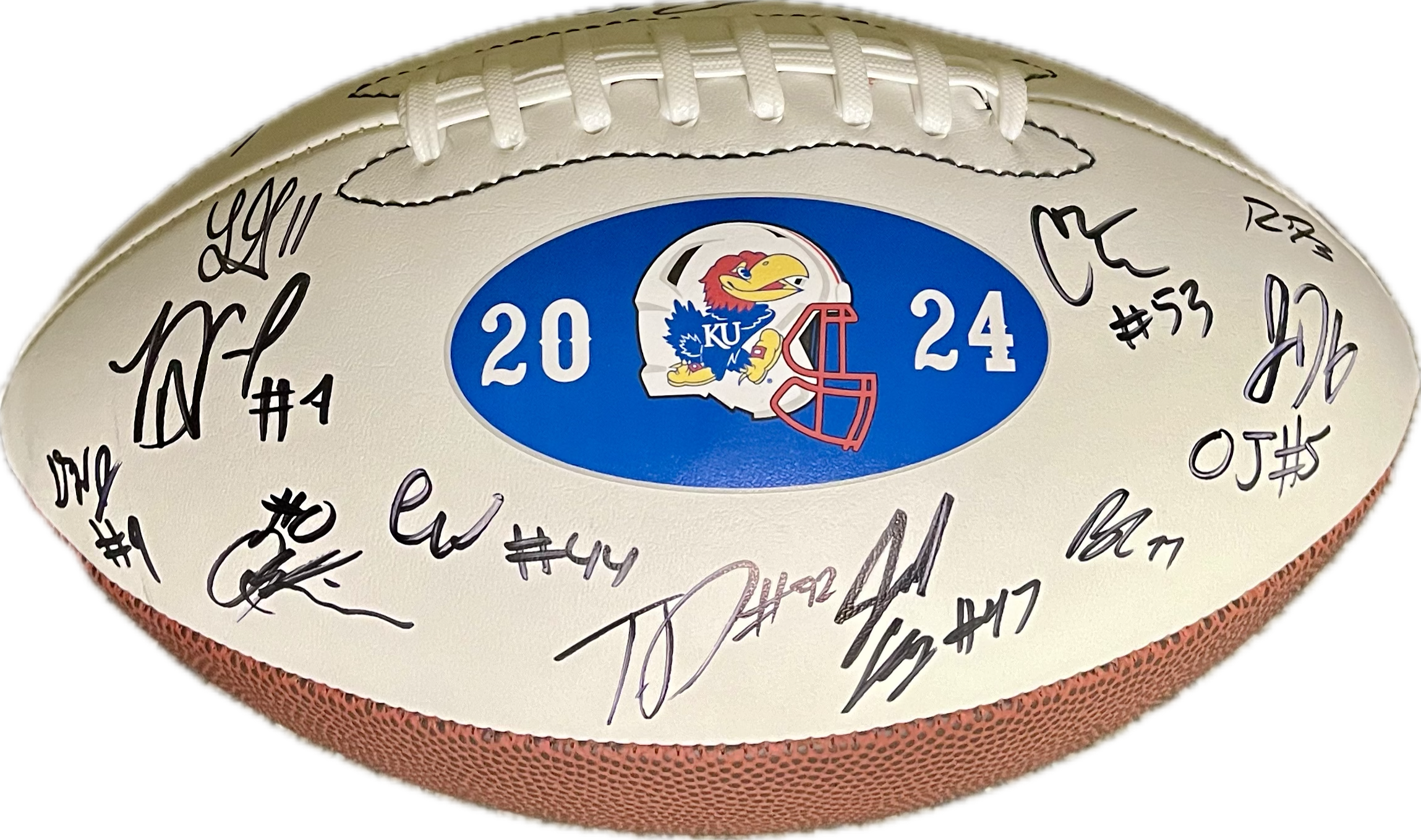 Jayhawk Autographs Buy 2024 KU Team Signed Football (21 players)