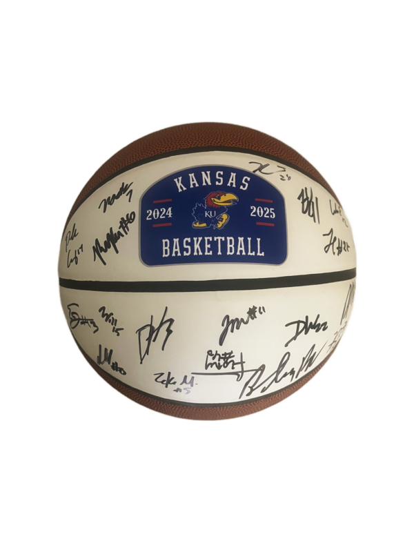 2024-2025 Kansas Men's Signed Basketball with Head Coach Bill Self Signature - Includes Free Allen Fieldhouse Ornament