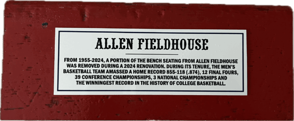 1955 Allen Fieldhouse Small Bench (Red)