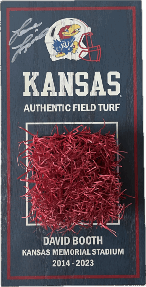 David Booth Kansas Memorial Stadium Wooden Turf Relic