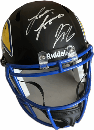 Jalon Daniels and Head Coach Lance Leipold signed Full Size Warhawk Helmet