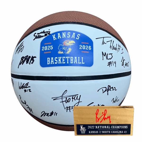 2025-2026 Kansas Men's Signed Basketball includes FREE Final Four Court signed by Bill Self