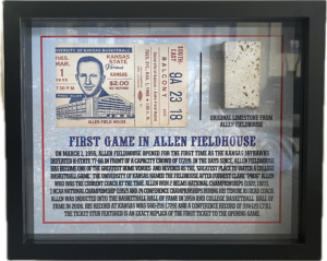 Inaugural 1955 Allen Fieldhouse Ticket Shadow Box
